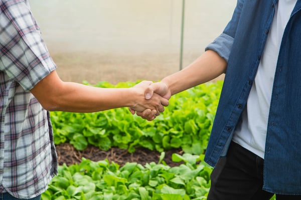 Man shaking hands with a grower